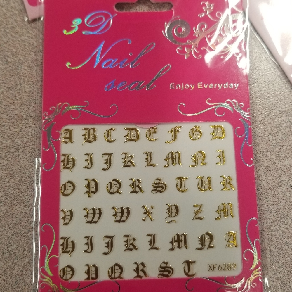 Old English Letters nail art transfer pack